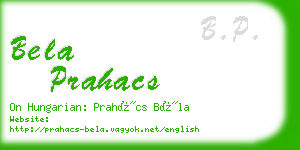 bela prahacs business card